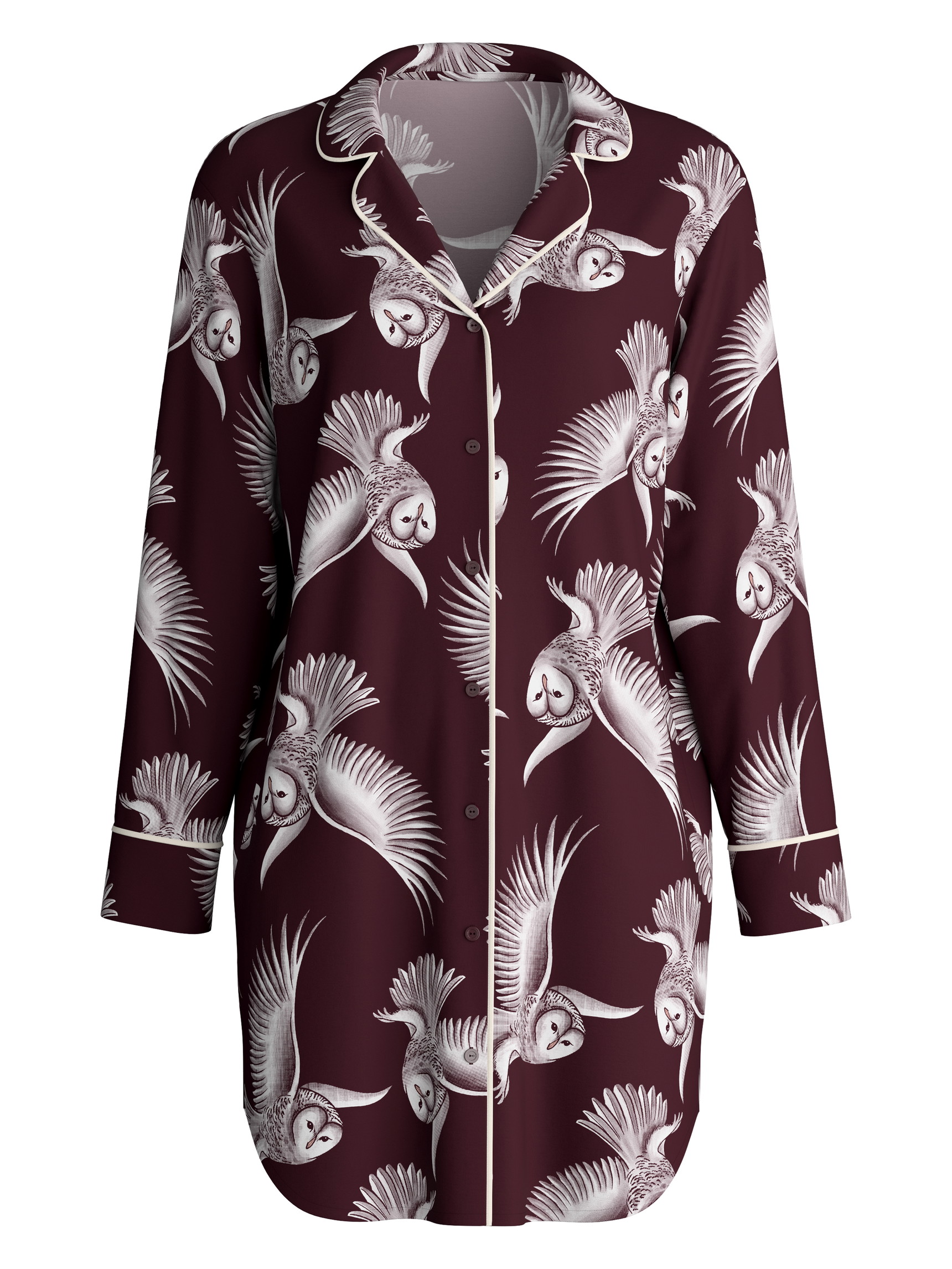 Women - Long Sleeve Nightdress in TENCEL™ Modal and Silk made of Modal in Red, Floral, from the Moonlight Dreams series by CALIDA