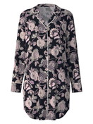 Women - Long Sleeve Nightdress in TENCEL™ Modal and Silk made of Modal in Black, Floral, from the Moonlight Dreams series by CALIDA