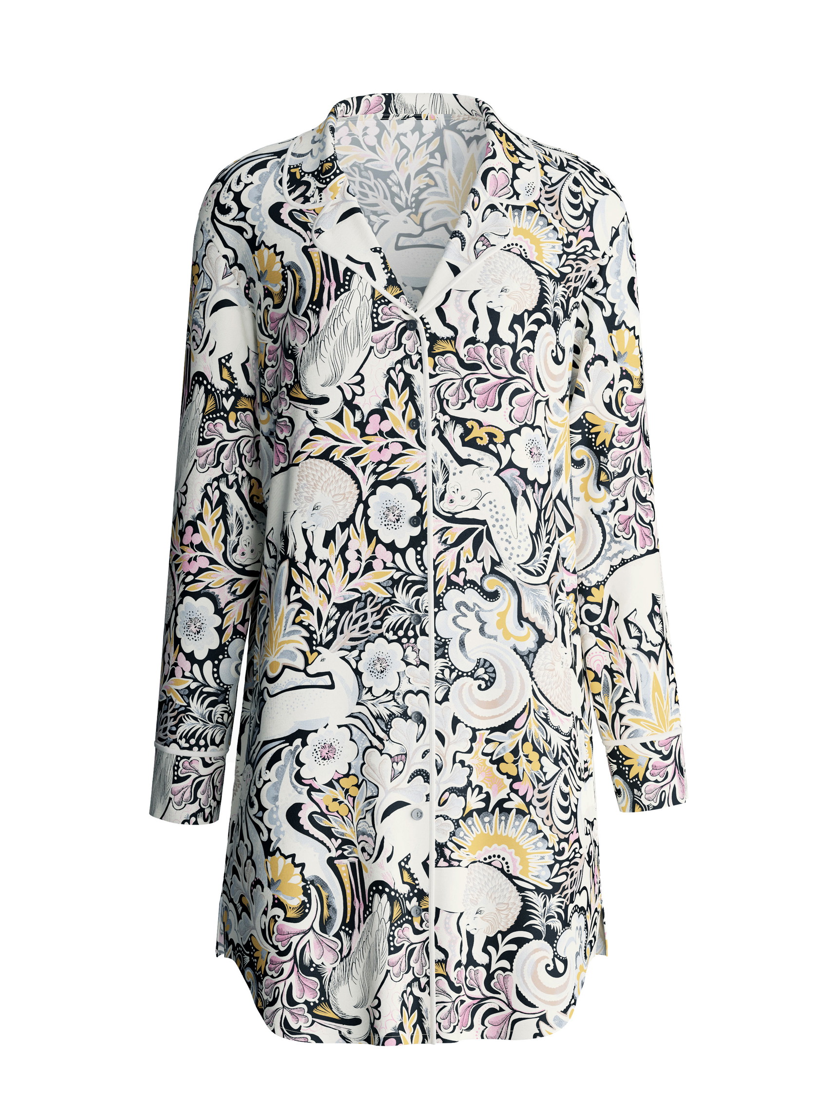 Damen - Langarm-Nachthemd aus TENCEL™ Modal und Seide aus Modal in Beige, Gemustert aus Serie Moonlight Dreams von CALIDA