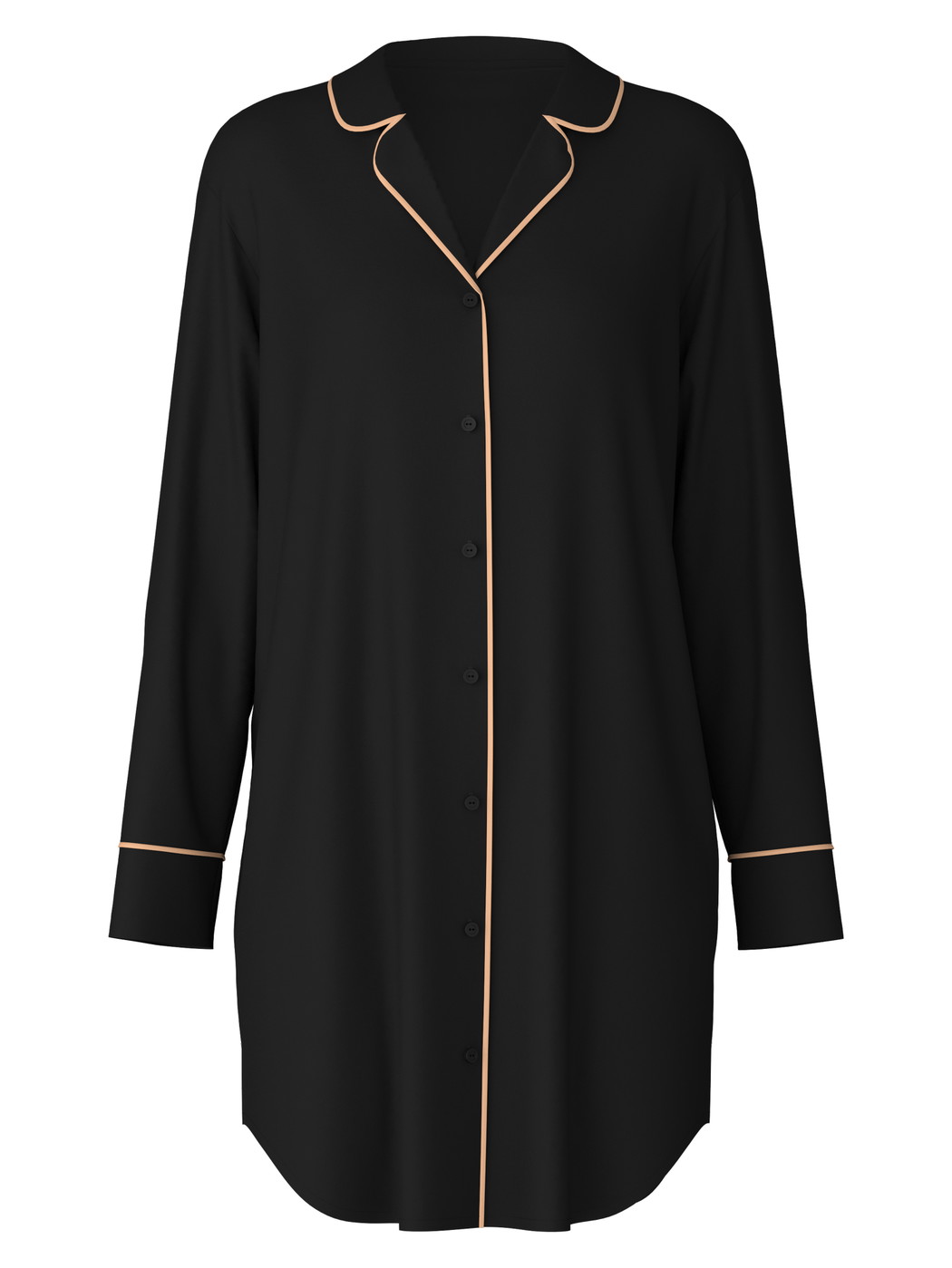 Damen - Langarm-Nachthemd aus TENCEL™ Modal und Seide aus Modal in Schwarz, Einfarbig aus Serie Moonlight Dreams von CALIDA