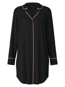 Women - Long Sleeve Nightdress in TENCEL™ Modal and Silk made of Modal in Black, Unicoloured, from the Moonlight Dreams series by CALIDA