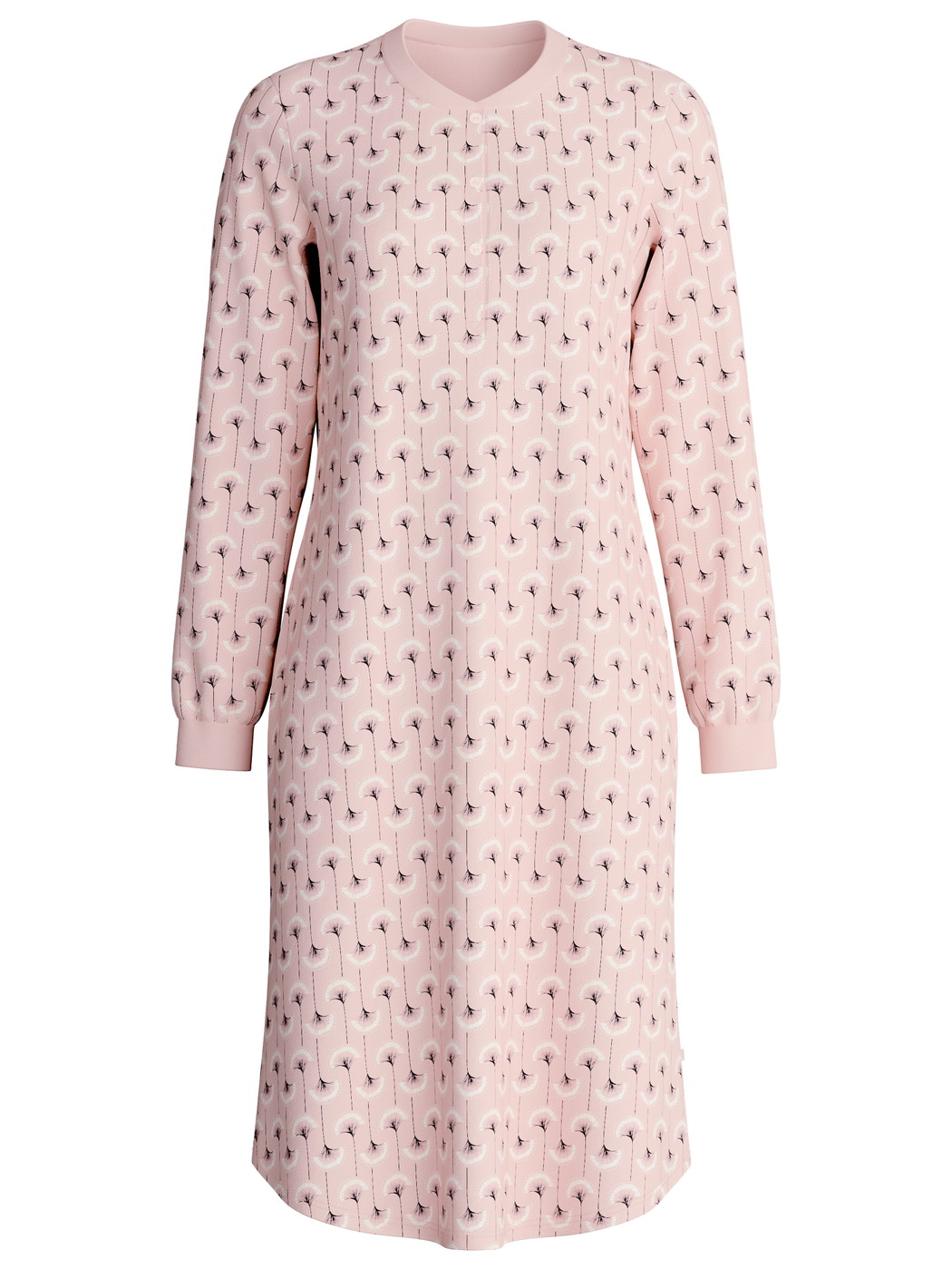 Donna - Camicia da notte a maniche lunghe – Lunghezza 110 cm in 100% cotone di colore Rosa, Floreale, della serie Midnight Flowers di CALIDA