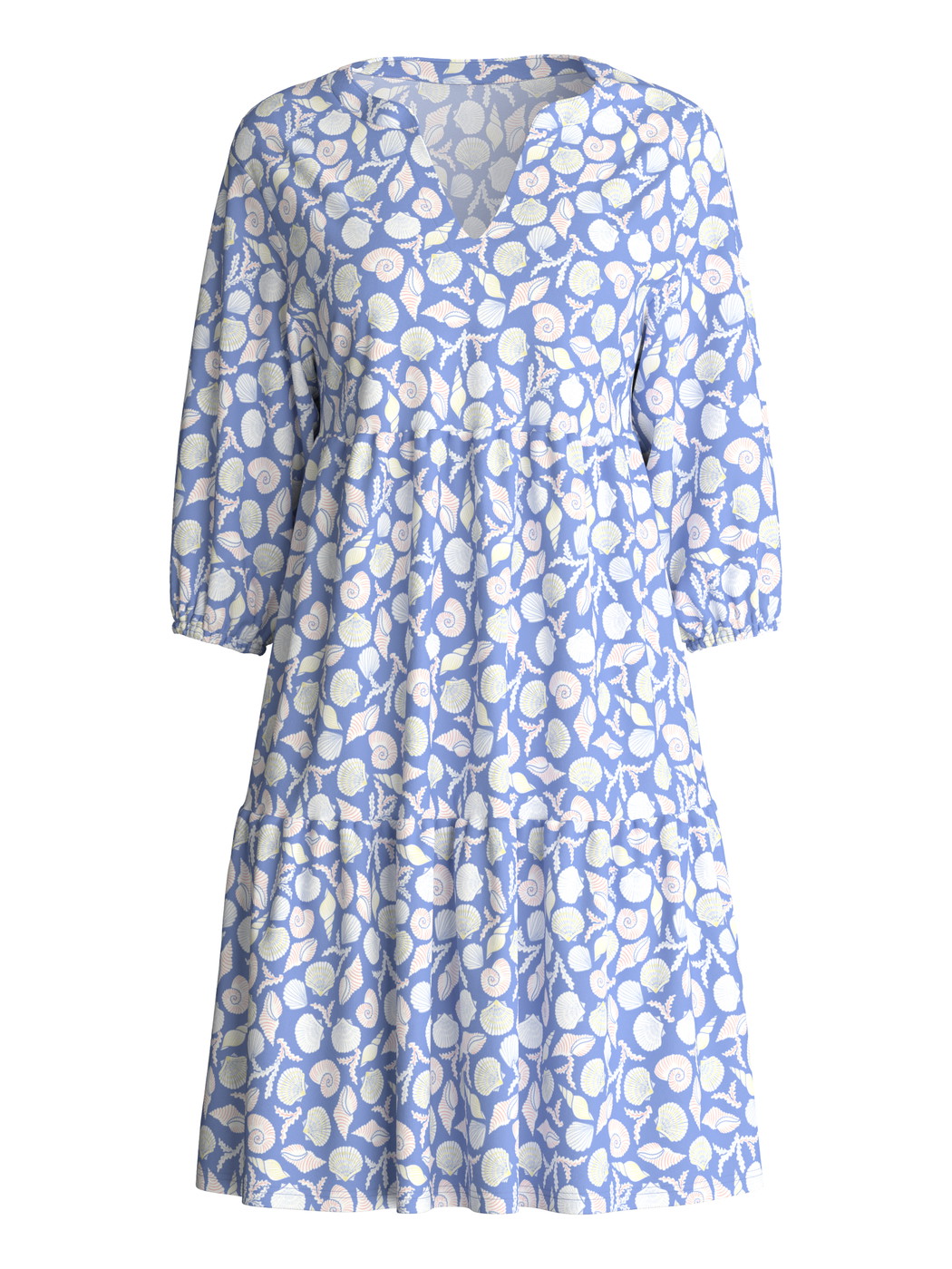 Women - Nightdress, length 95 cm made of 100% Cotton in Blue, Floral, from the Favourites Ocean series by CALIDA