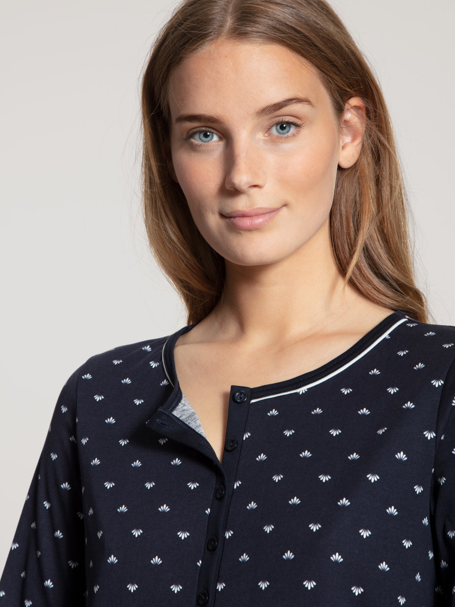 Women - Sleepshirt, length 100cm made of 100% Cotton in Blue, Motif, from the Night Lovers series by CALIDA, Detail