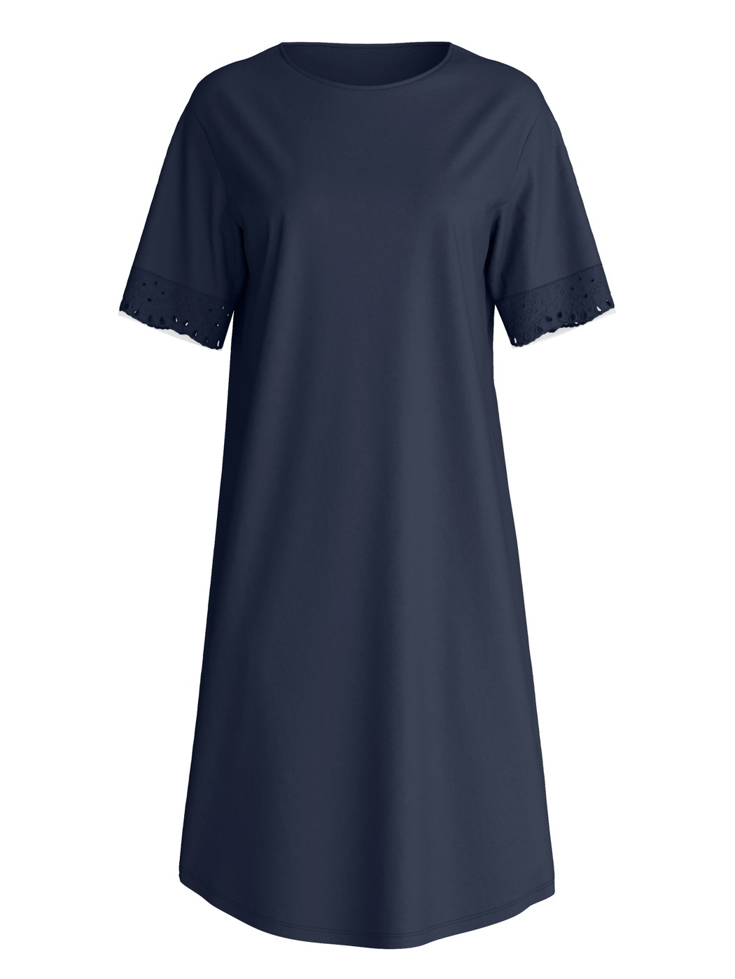 Women - Short-sleeved nightdress, length 100 cm made of Cotton in Blue, Unicoloured, from the Favourites Tiles series by CALIDA