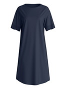 Women - Short-sleeved nightdress, length 100 cm made of Cotton in Blue, Unicoloured, from the Favourites Tiles series by CALIDA
