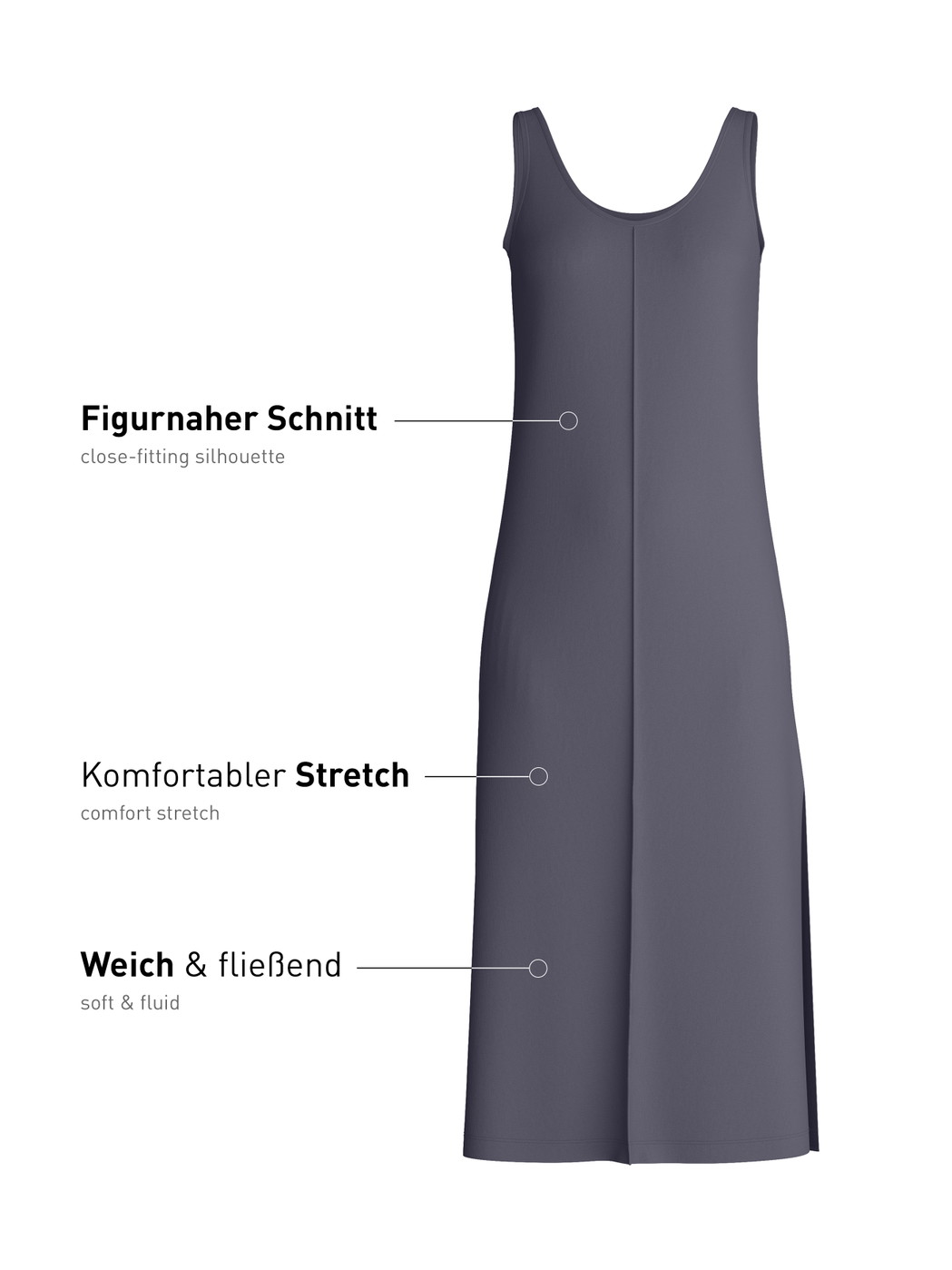 Femme - Chemise de nuit, longueur 125 cm en Modal de couleur Bleu, Unicolore, de la série Natural Loungewear de CALIDA