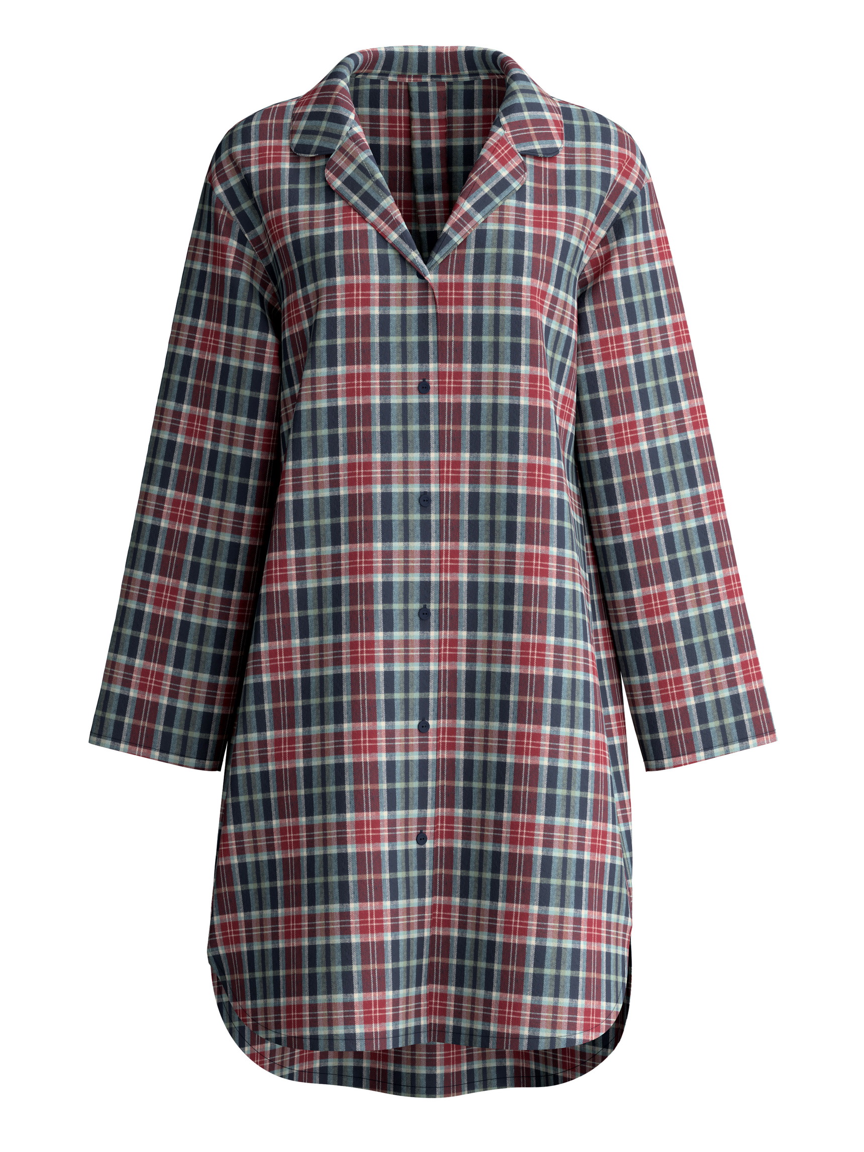 Donna - Camicia da notte in flanella, lunghezza 95 cm in 100% cotone di colore Blu, A scacchi, della serie Holiday Dreams di CALIDA