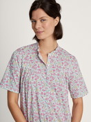 Women model is wearing Nightdress, length 110 cm made of 100% Cotton in Pink, Floral from the Soft Cotton series by CALIDA, Detail