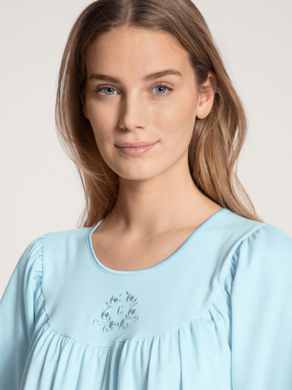 Women - Nightdress, length 110cm made of 100% Cotton in Blue, Unicoloured, from the Soft Cotton series by CALIDA, Detail
