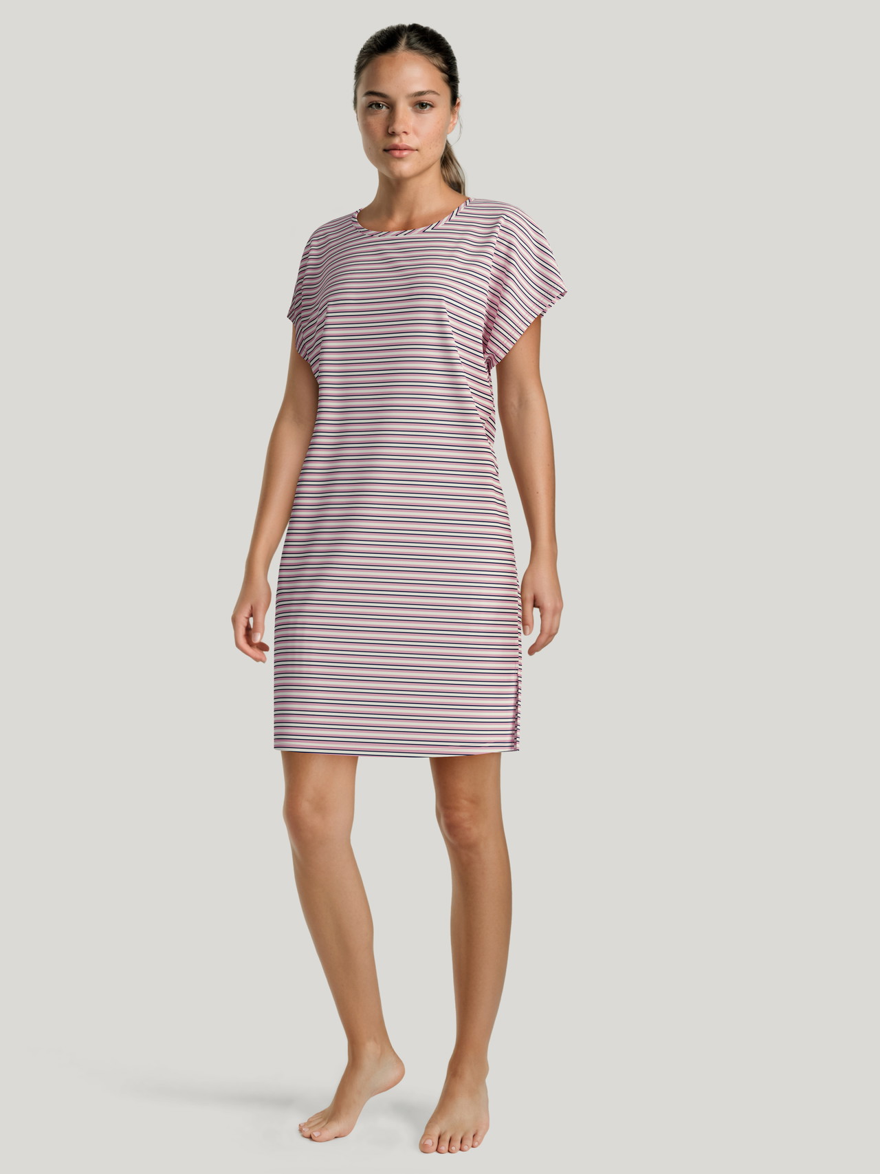 CALIDA Nightwear Xtra Kurzarm-Nachthemd, Länge 90 cmfür Damen, XS, Rosa, Zeitlose Nachtwäsche aus reiner Baumwolle
