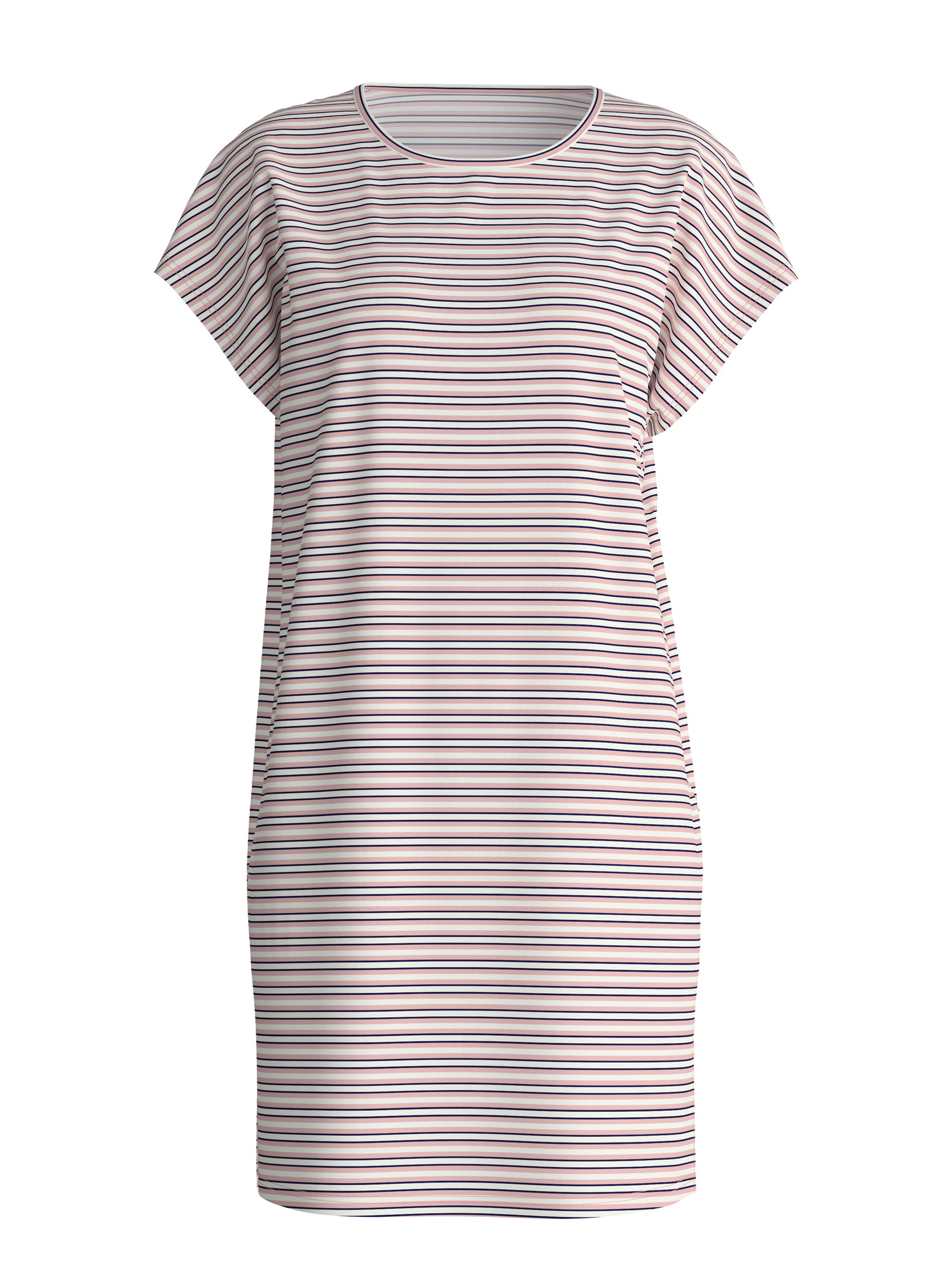 Damen - Kurzarm-Nachthemd, Länge 90 cm aus 100% Baumwolle in Rosa, Gestreift aus Serie Nightwear Xtra von CALIDA