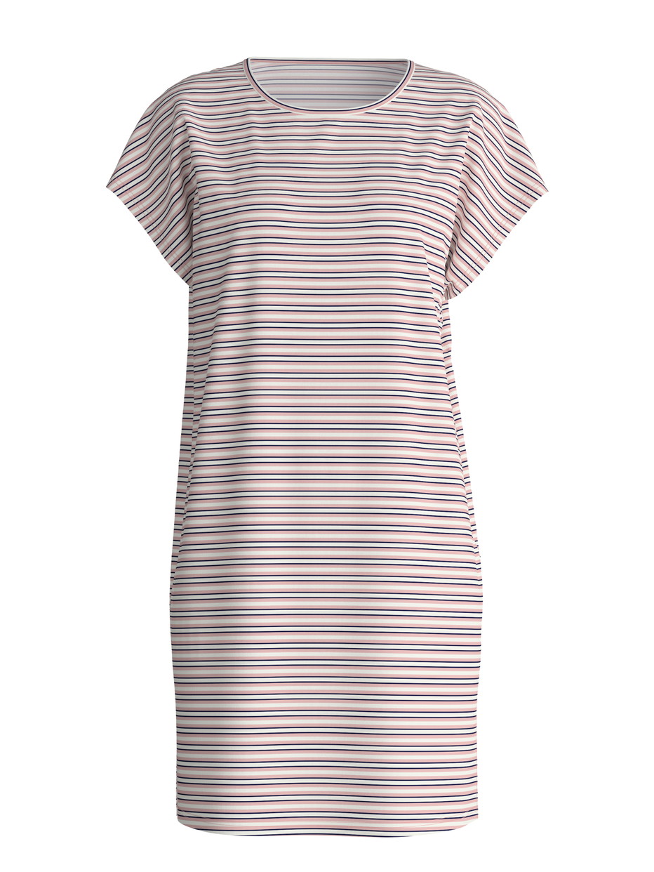 Damen - Kurzarm-Nachthemd, Länge 90 cm aus 100% Baumwolle in Rosa, Gestreift aus Serie Nightwear Xtra von CALIDA