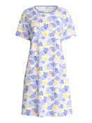 Donna - Camicia da notte a maniche corte, lunghezza 95 cm in 100% cotone di colore Blu, Floreale, della serie Coastal Dreams di CALIDA