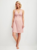 Women model is wearing Nightdress, length 95 cm made of Modal in Pink, Lace from the Elegant Dreams series by CALIDA, Front view