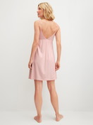 Women model is wearing Nightdress, length 95 cm made of Modal in Pink, Lace from the Elegant Dreams series by CALIDA, Back view