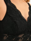 Women model is wearing Nightdress, length 95 cm made of Modal in Black, Lace from the Elegant Dreams series by CALIDA, Detail