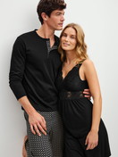 Women model is wearing Nightdress, length 95 cm made of Modal in Black, Lace from the Elegant Dreams series by CALIDA, Additional Image