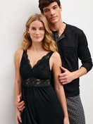 Women model is wearing Nightdress, length 95 cm made of Modal in Black, Lace from the Elegant Dreams series by CALIDA, Additional Image