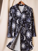 Femme - Chemise de nuit manches longues – Longueur 95 cm en 100% coton de couleur Bleu, À motifs, de la série Winter Dreams de CALIDA, Détail