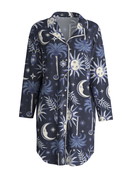 Femme - Chemise de nuit manches longues – Longueur 95 cm en 100% coton de couleur Bleu, À motifs, de la série Winter Dreams de CALIDA