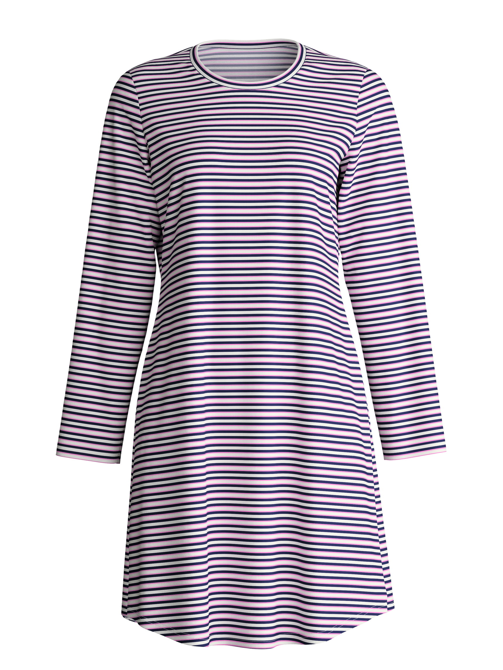 Damen - Langarm-Nachthemd, Länge 95 cm aus 100% Baumwolle in Blau, Gestreift aus Serie Nightwear Xtra von CALIDA
