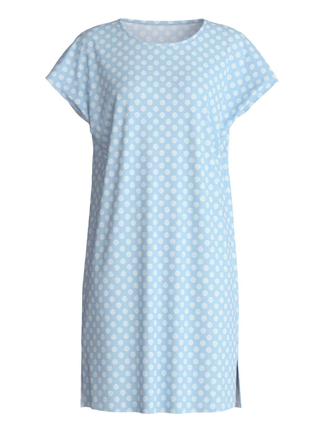 Donna - Camicia da notte maniche corte – Lunghezza 95 cm in 100% cotone di colore Blu, Modello, della serie Lovely Nights di CALIDA