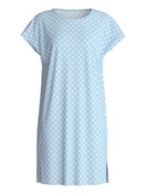 Donna - Camicia da notte maniche corte – Lunghezza 95 cm in 100% cotone di colore Blu, Modello, della serie Lovely Nights di CALIDA