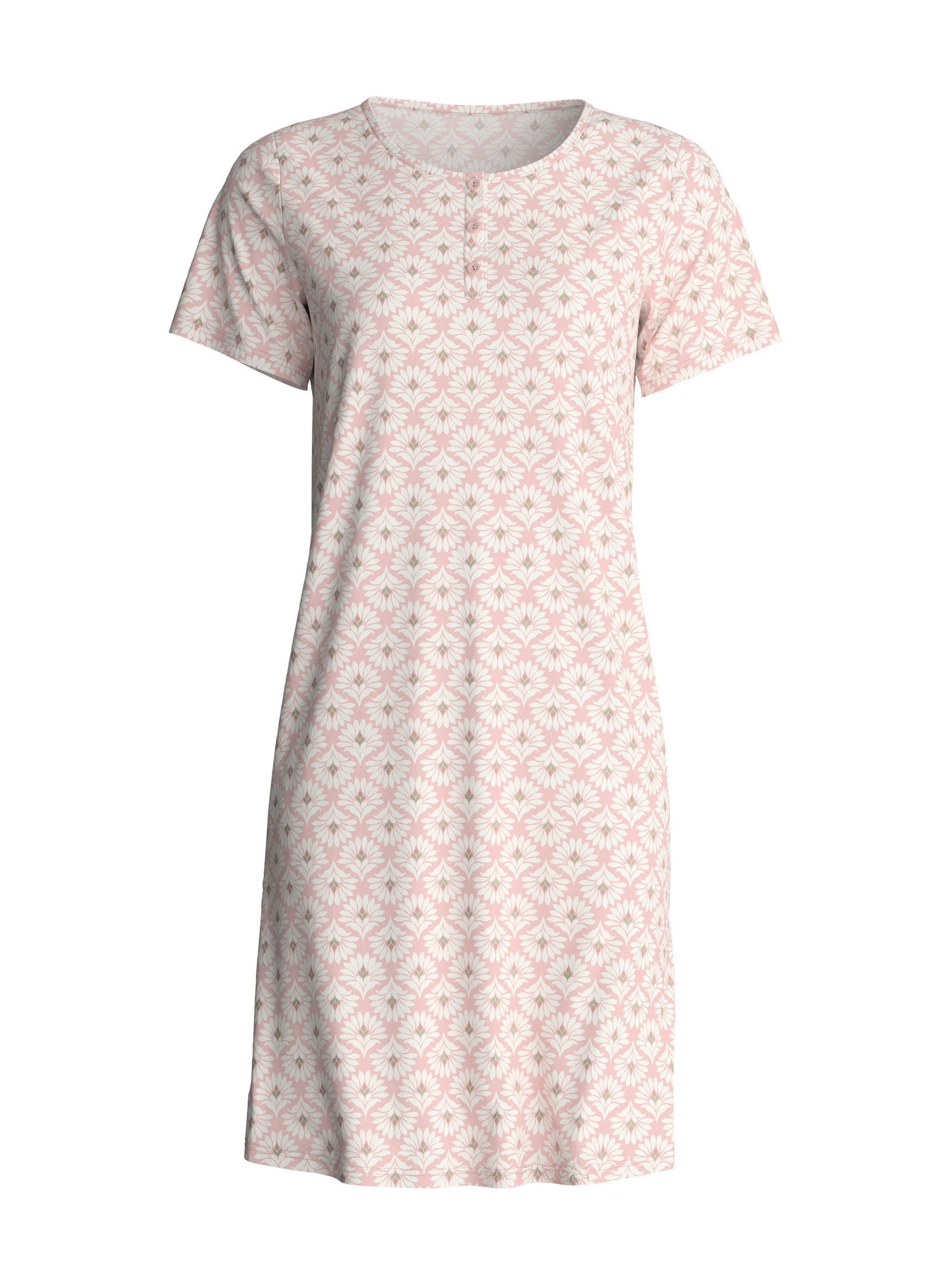 Women - Short-sleeved nightdress, length 95 cm made of 100% Cotton in Pink, Floral, from the Cotton Special series by CALIDA