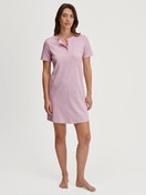 Women model is wearing Sleepshirt, length 90cm made of 100% Cotton in Pink, Striped from the Striped Dreams series by CALIDA, Front view