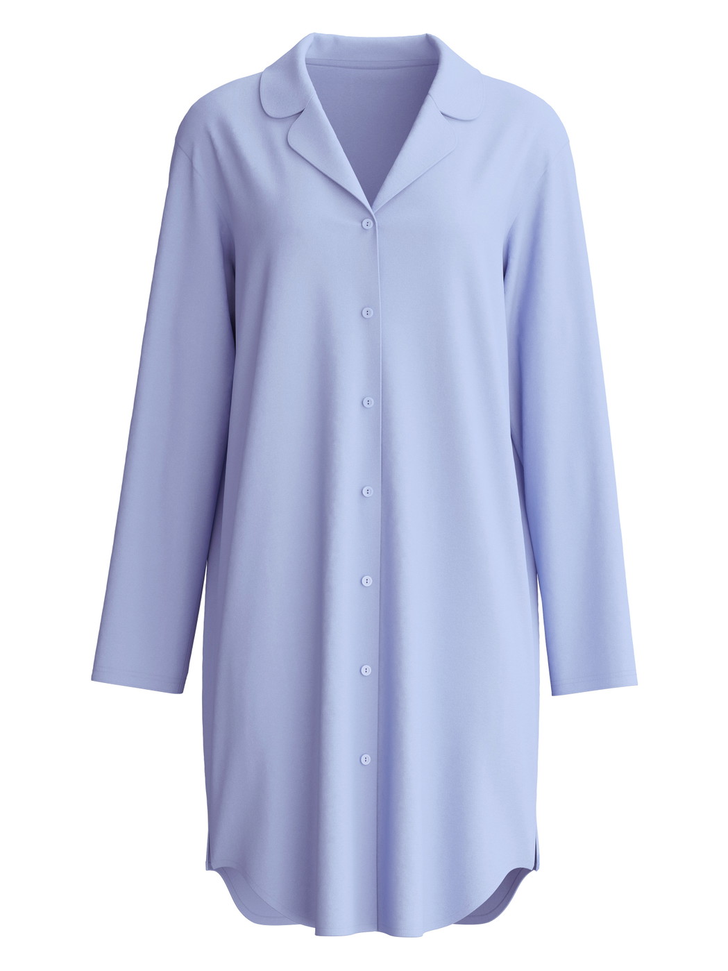 Femme - Chemise de nuit à manches longues, longueur 95 cm en 100% coton de couleur Bleu, Unicolore, de la série EDITION 85 de CALIDA