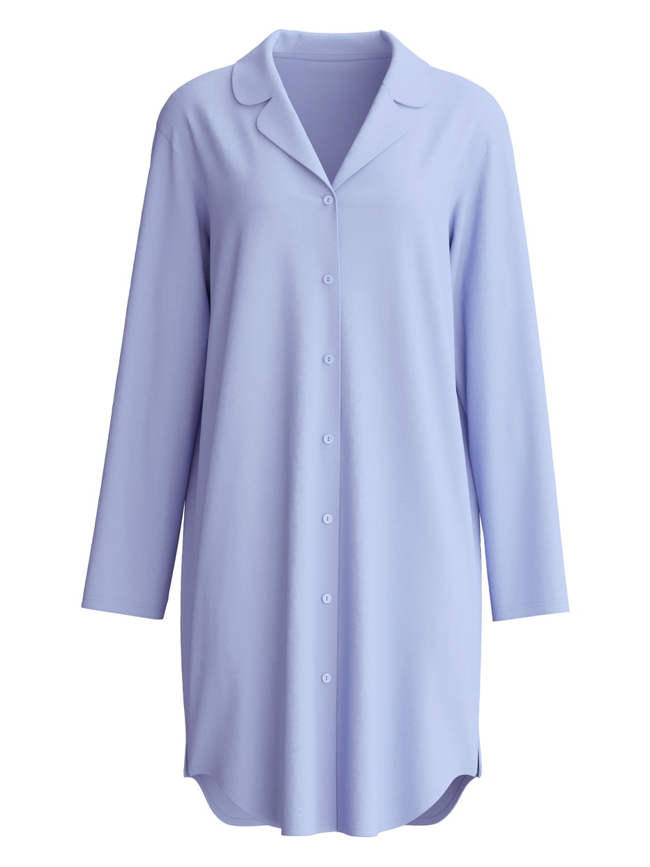 Women - Nightshirt, length 95 cm made of 100% Cotton in Blue, Unicoloured, from the EDITION 85 series by CALIDA