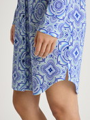 Women model is wearing Nightshirt, length 95 cm made of 100% Cotton in Blue, Floral from the Orient Dreams series by CALIDA, Detail