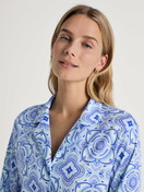 Women model is wearing Nightshirt, length 95 cm made of 100% Cotton in Blue, Floral from the Orient Dreams series by CALIDA, Additional Image