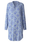 Women - Nightshirt, length 95 cm made of 100% Cotton in Blue, Floral, from the Orient Dreams series by CALIDA