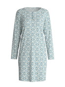Women - Long Sleeve Nightdress – 100 cm Length made of 100% Cotton in Blue, Patterned, from the Ornament Nights series by CALIDA