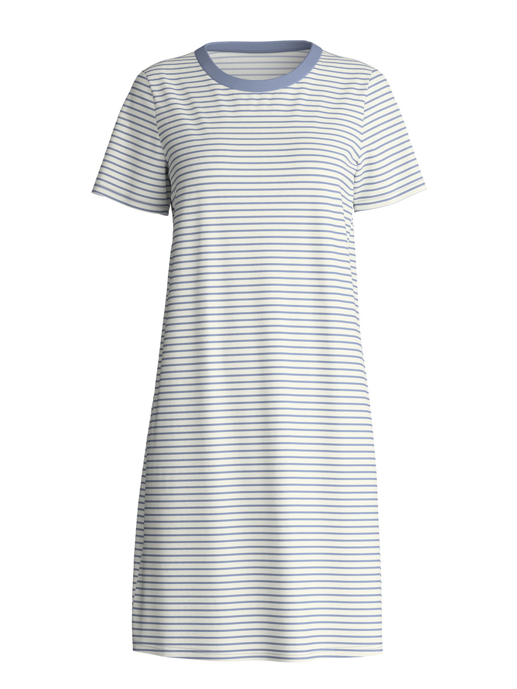 Women - Short-sleeved nightdress, length 95 cm made of 100% Cotton in Blue, Striped, from the Cotton Special series by CALIDA