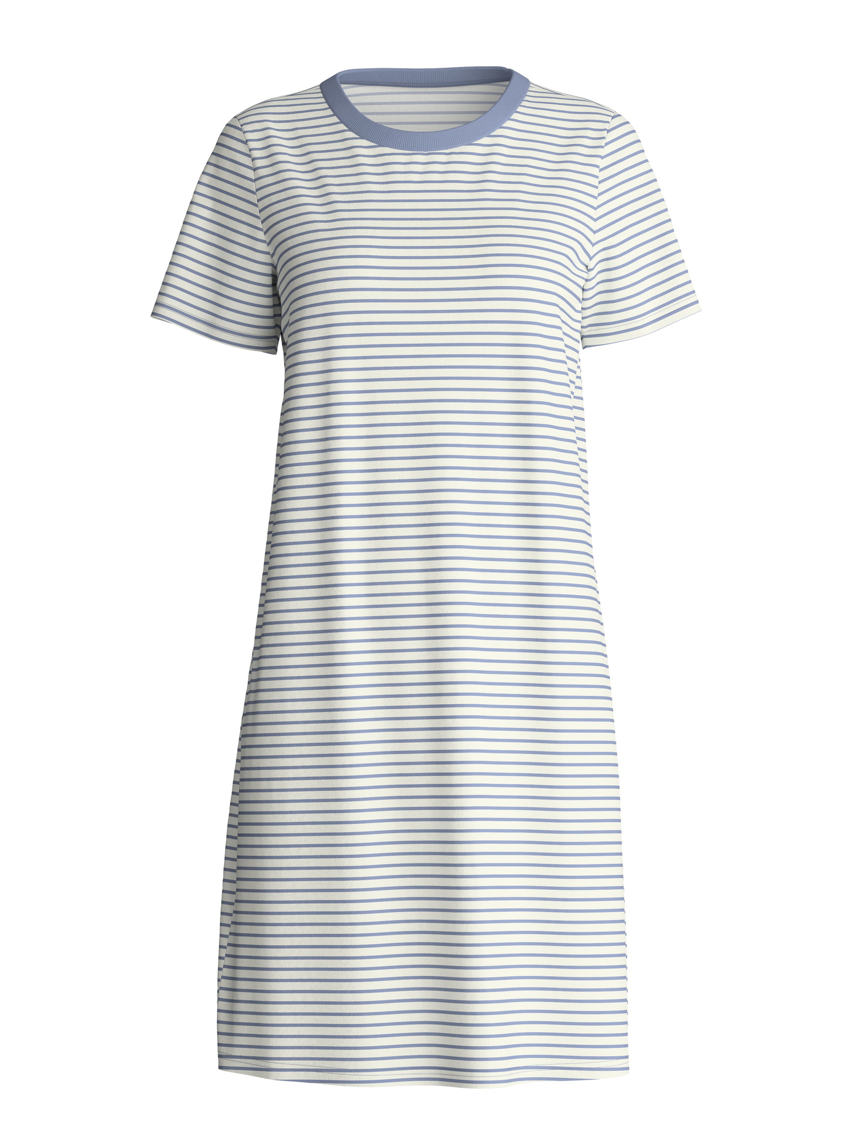 Donna - Camicia da notte a maniche corte, lunghezza 95 cm in 100% cotone di colore Blu, A righe, della serie Cotton Special di CALIDA