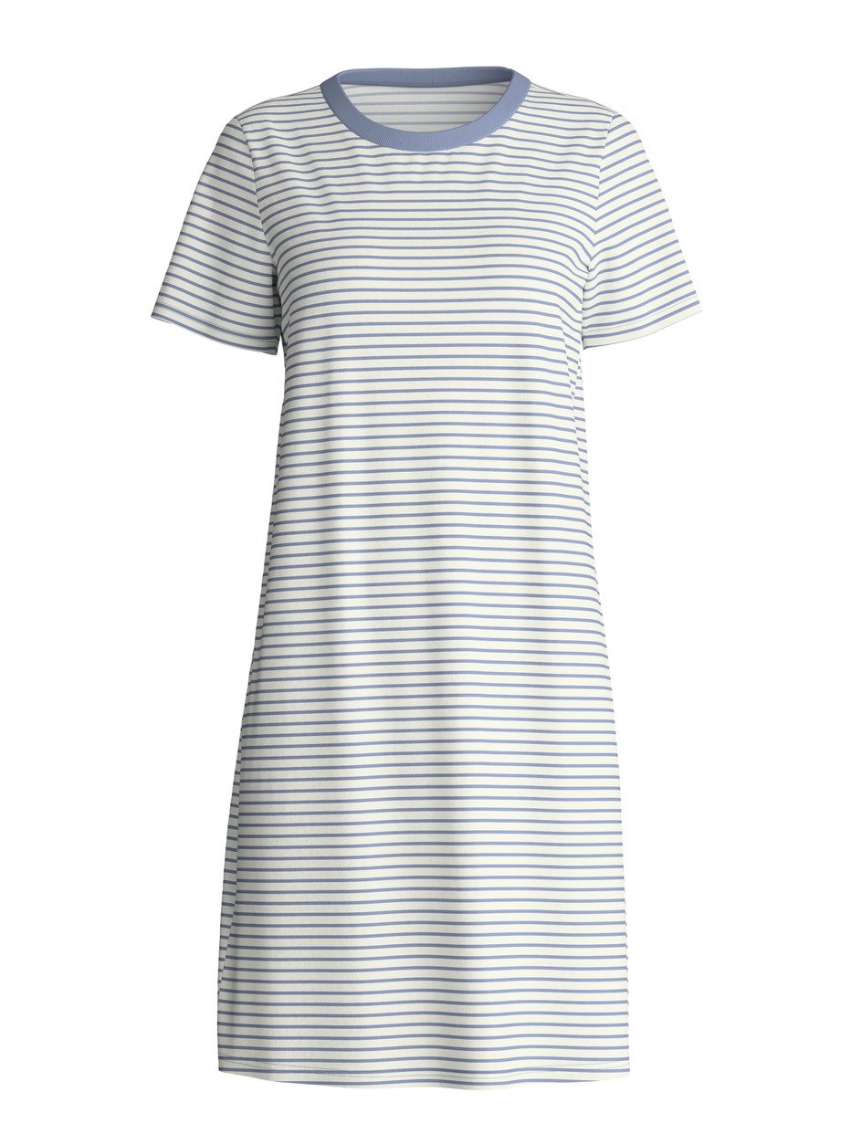Damen - Kurzarm-Nachthemd, Länge 95 cm aus 100% Baumwolle in Blau, Gestreift aus Serie Cotton Special von CALIDA