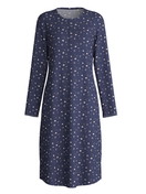 Women - Long Sleeve Nightdress – 110 cm Length made of 100% Cotton in Blue, Patterned, from the Midnight Dreams series by CALIDA