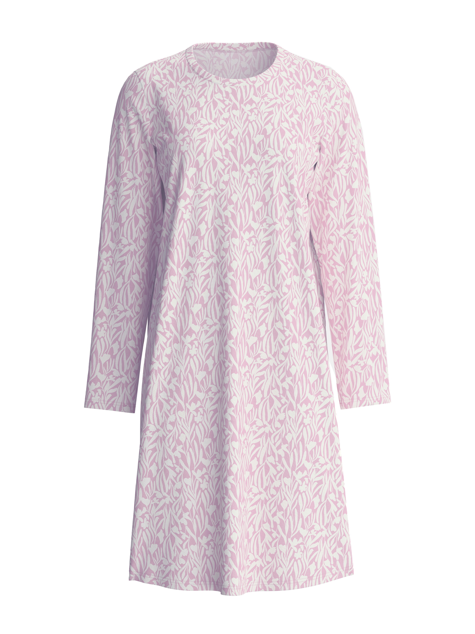 Women - Long-sleeve nightdress, length 100 cm made of 100% Cotton in Purple, Patterned, from the Blooming Nights series by CALIDA