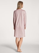 Women model is wearing Nightdress, length 100cm made of 100% Cotton in Pink, Motif from the Lovely Nights series by CALIDA, Back view
