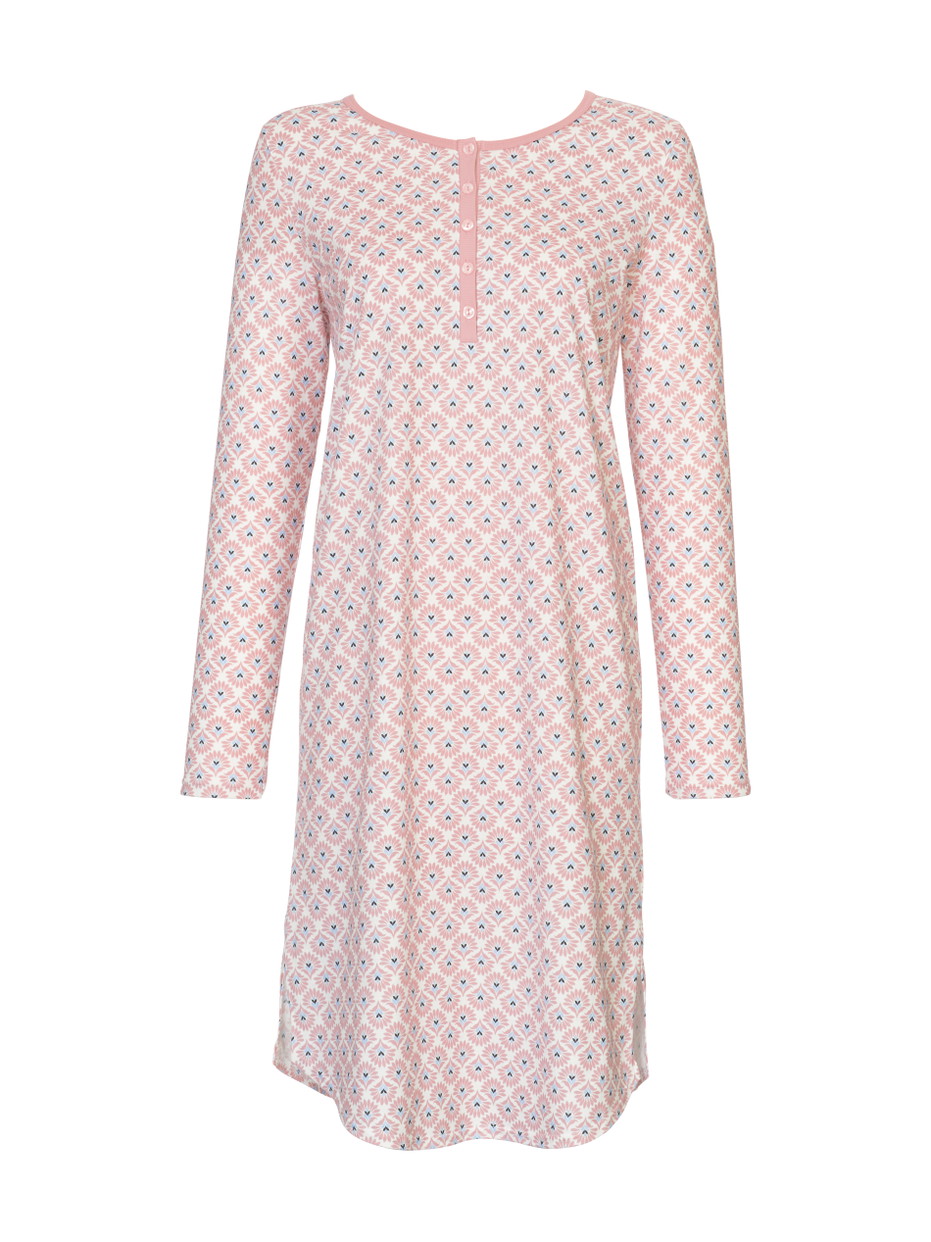 Damen - Nightdress, Länge 100cm aus 100% Baumwolle in Rosa, Motiv aus Serie Lovely Nights von CALIDA