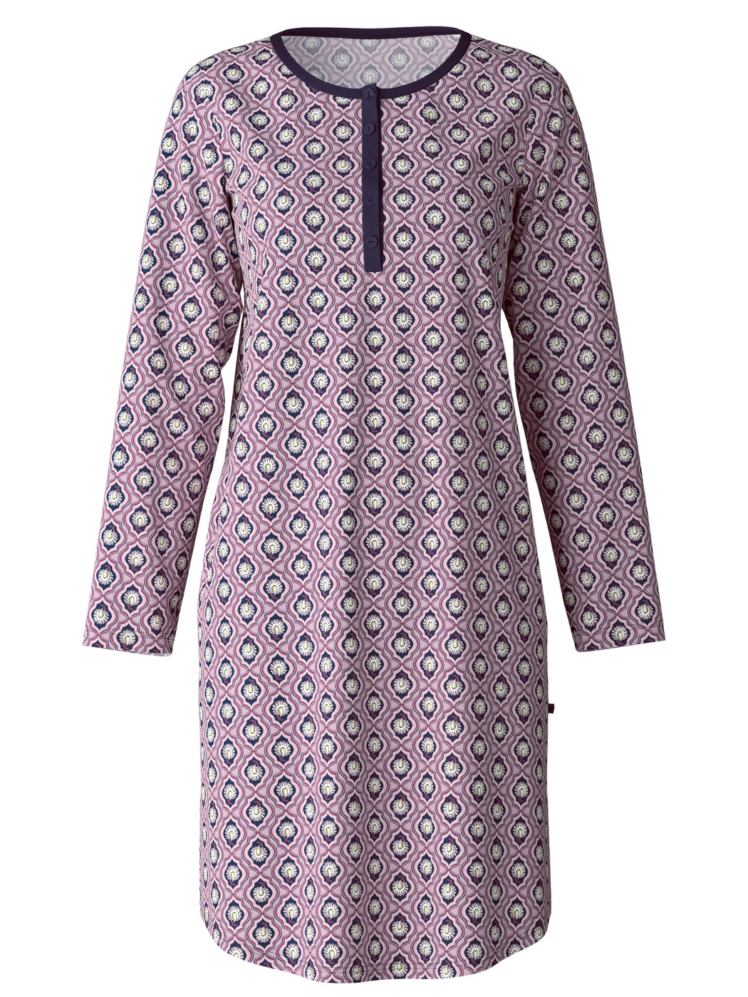 Donna - Nightdress, lunghezza 100cm in 100% cotone di colore Viola, Floreale, della serie Lovely Nights di CALIDA