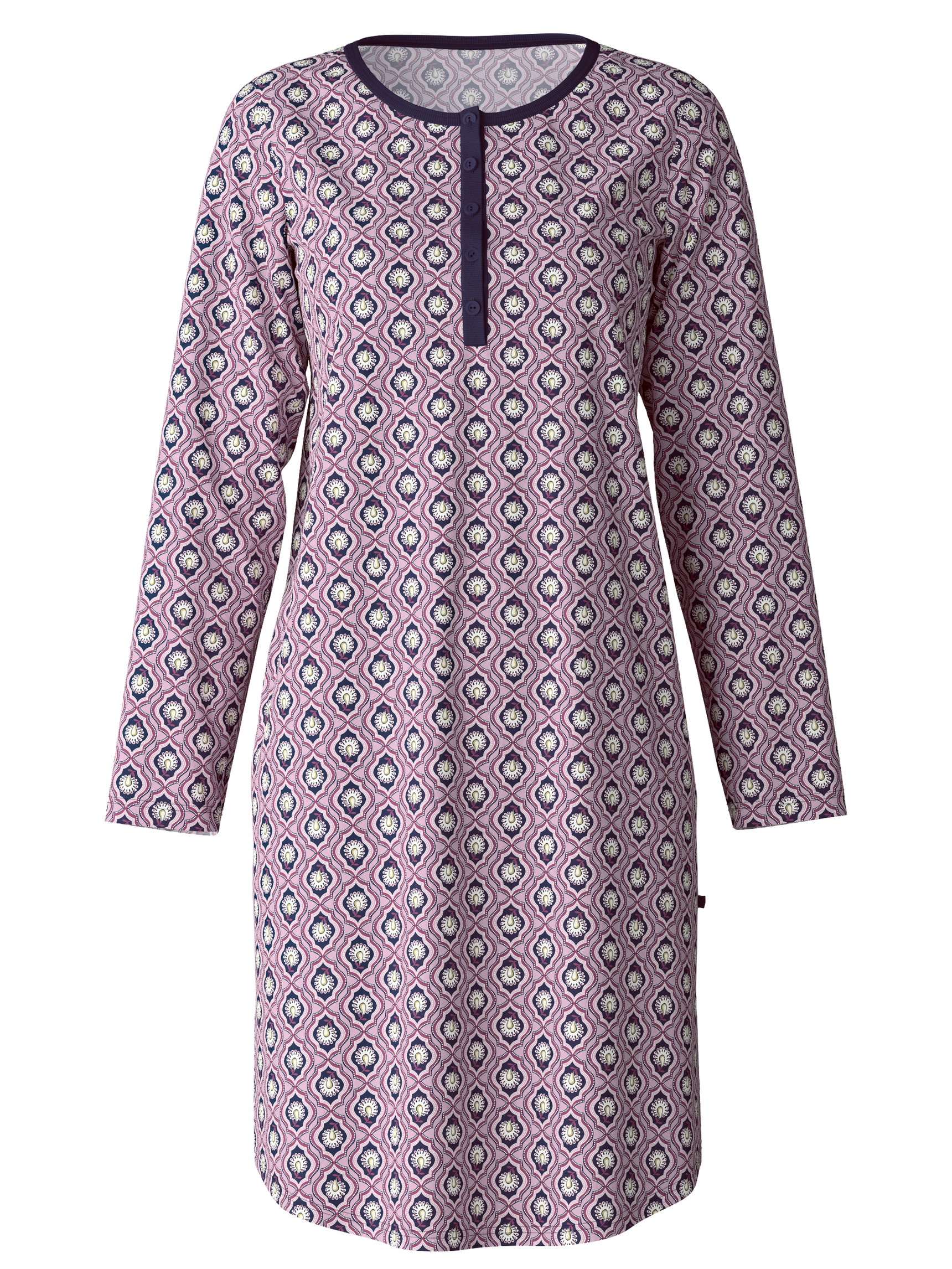 Women - Nightdress, length 100cm made of 100% Cotton in Purple, Floral, from the Lovely Nights series by CALIDA