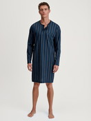 Men model is wearing Nightshirt made of 100% Cotton in Blue, Striped from the Relax Imprint 1 series by CALIDA, Front view