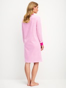 Women model is wearing Long Sleeve Nightdress – 100 cm Length made of 100% Cotton in Red, Patterned from the Cotton Special series by CALIDA, Back view