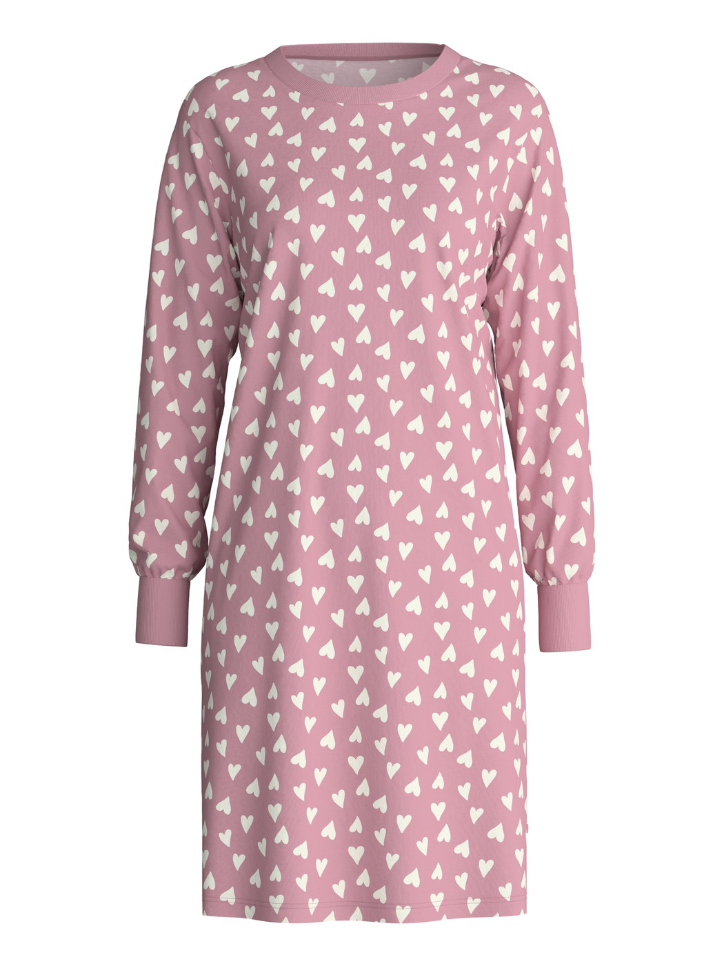 Donna - Camicia da notte a maniche lunghe – Lunghezza 100 cm in 100% cotone di colore Rosa, Modello, della serie Cotton Special di CALIDA