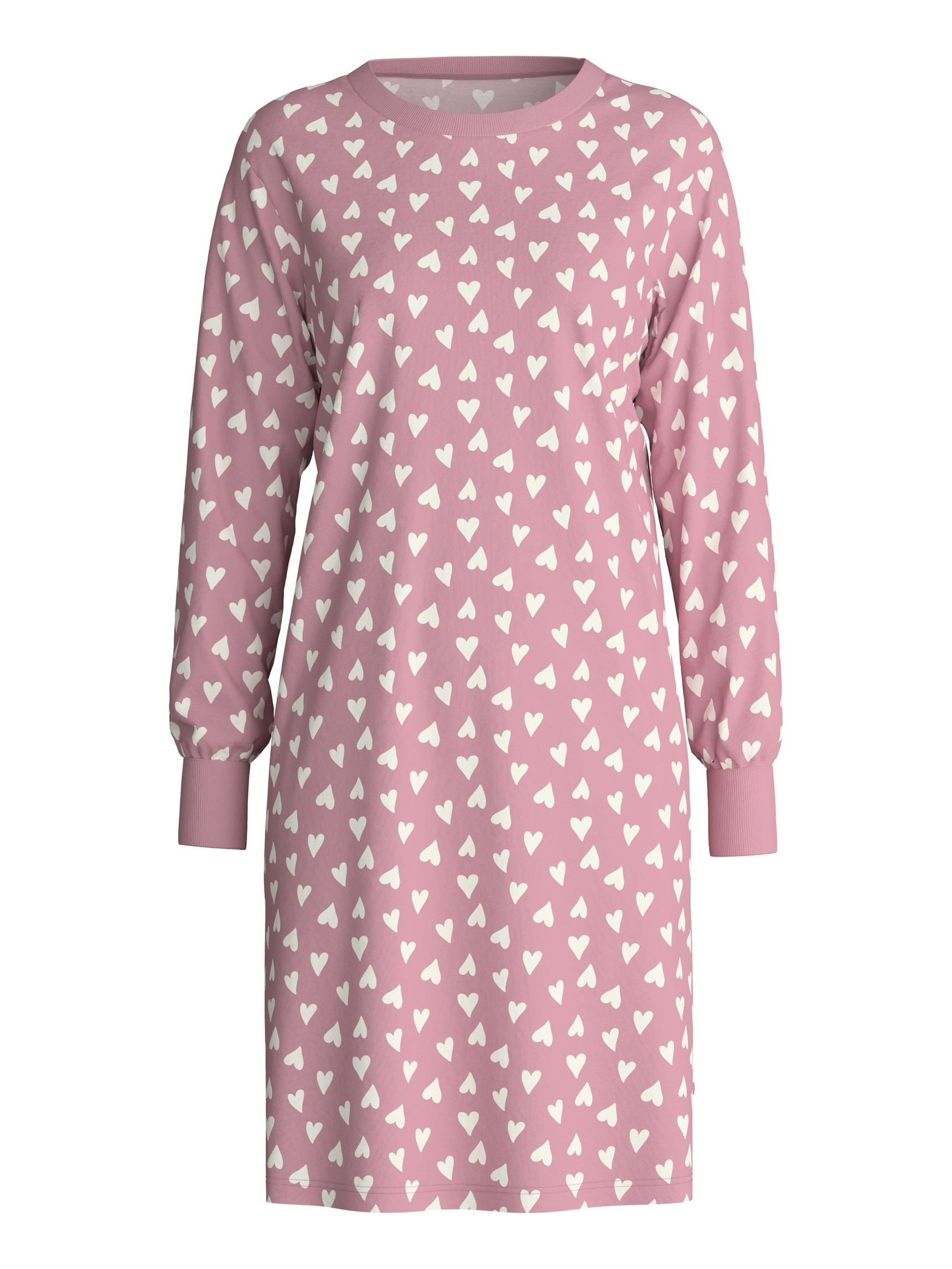 Donna - Camicia da notte a maniche lunghe – Lunghezza 100 cm in 100% cotone di colore Rosa, Modello, della serie Cotton Special di CALIDA