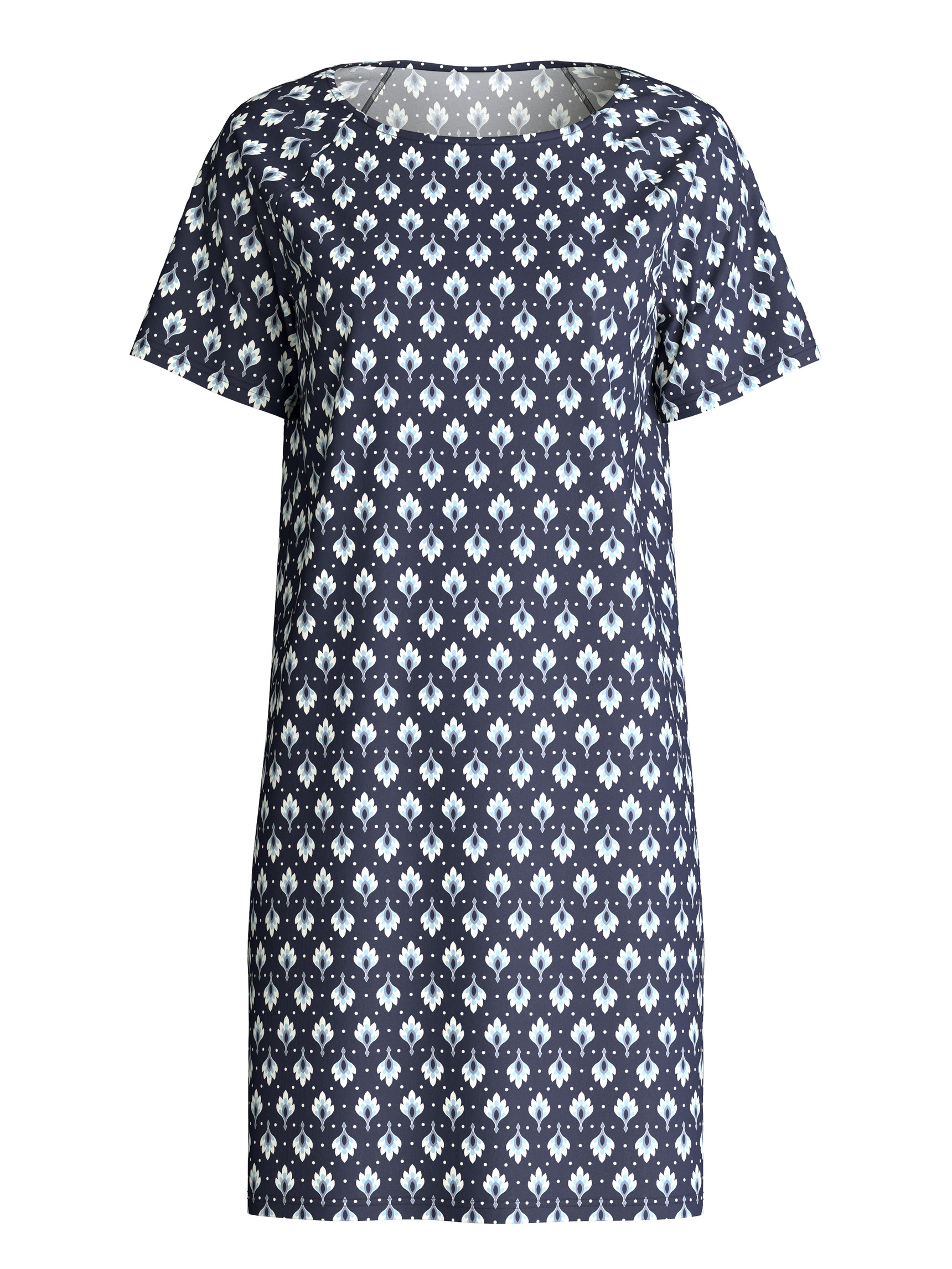 Women - short-sleeved nightdress made of 100% Cotton in Blue, Patterned, from the Daylight Dreams series by CALIDA